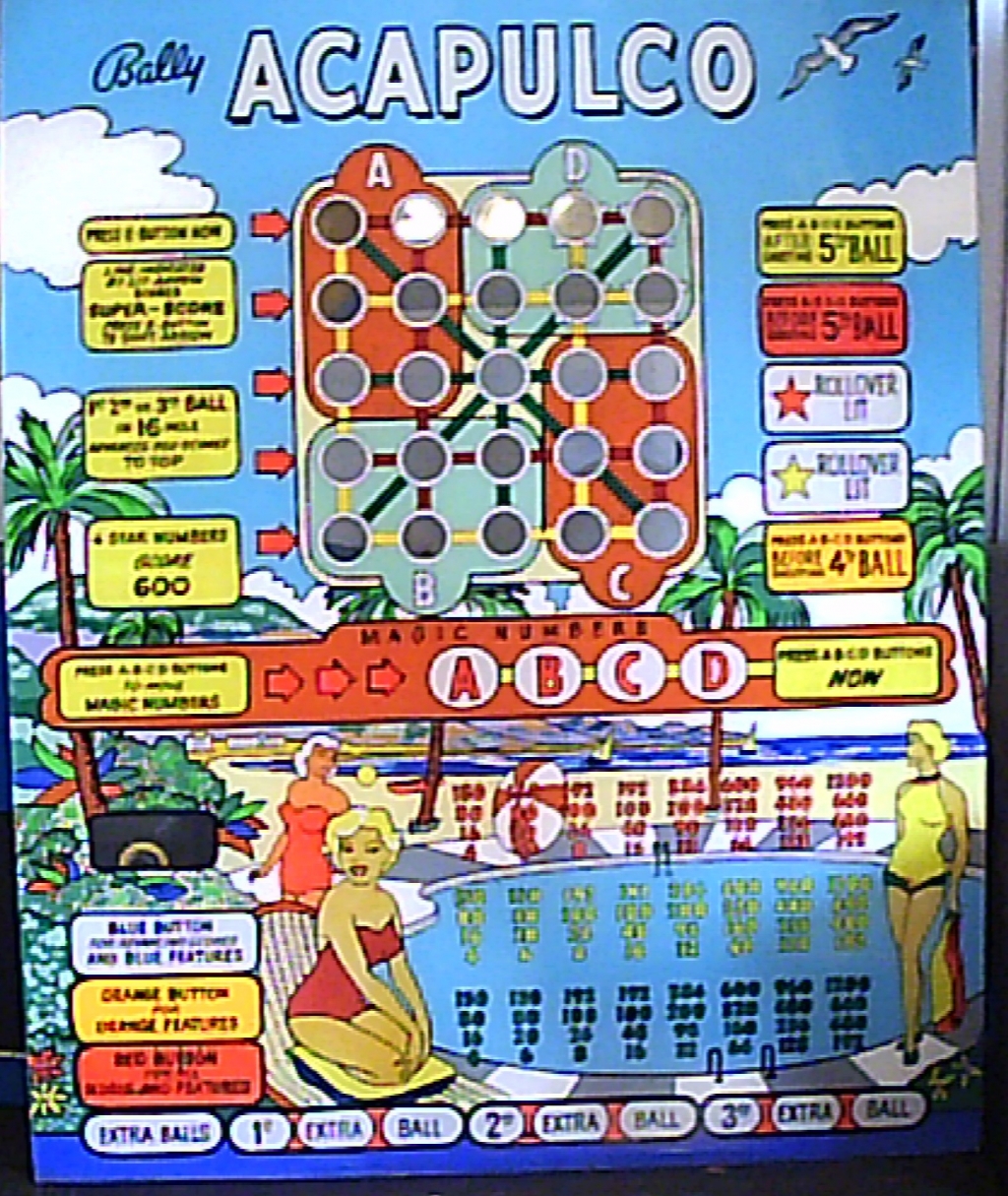 VETRO VINTAGE PER BINGO BALLY ACAPULCO