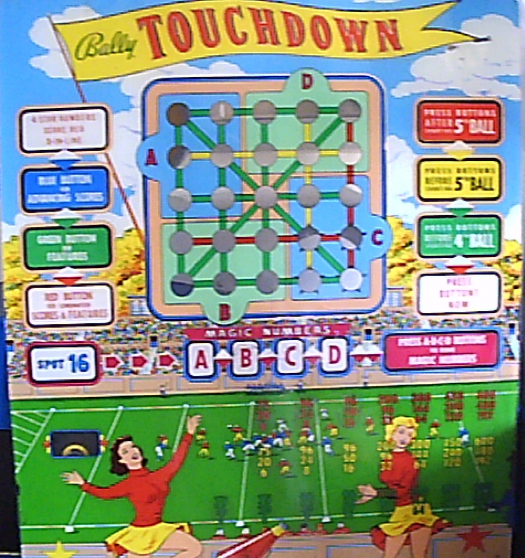 VETRO VINTAGE PER BINGO BALLY TOUCHDOWN