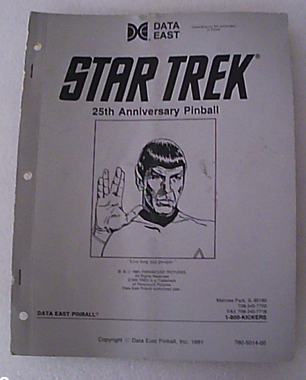 MANUALE FLIPPER STAR TREK DATA EAST