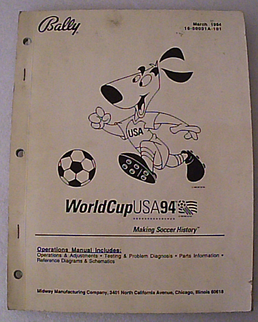 MANUALE FLIPPER WORLD CUP USA 94 BALLY