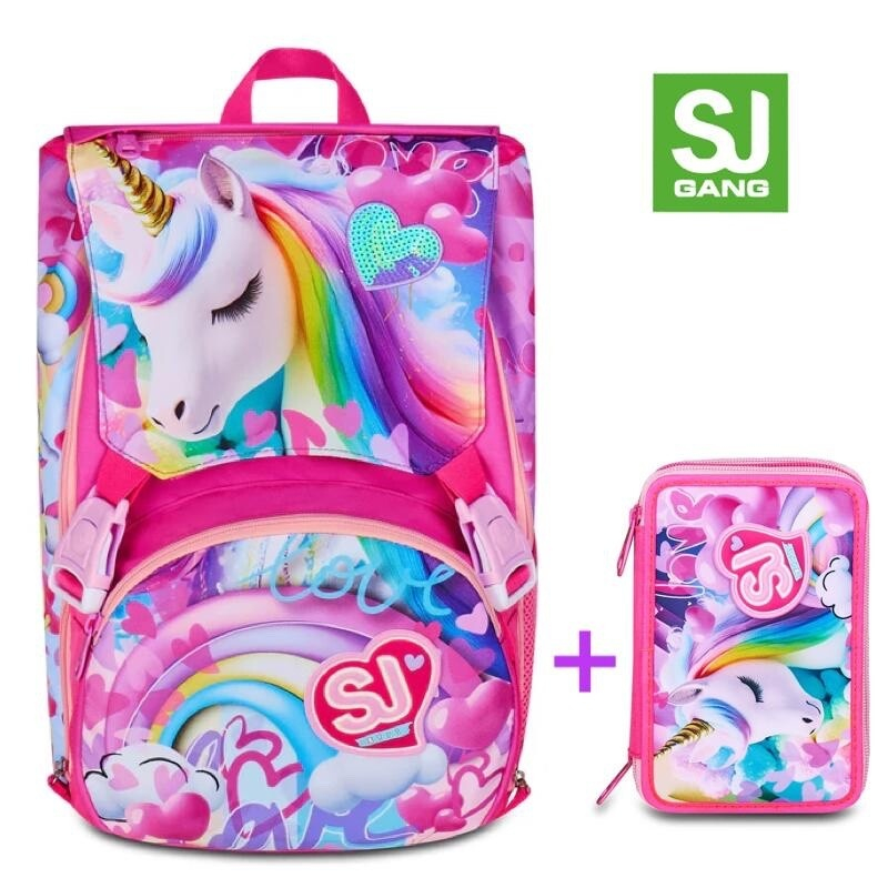 ZAINO SEVEN SJ GANG ESTENSIBILE BIG FLYUNICORN GIRL + ASTUCCIO 3 ZIP SEVEN SJ