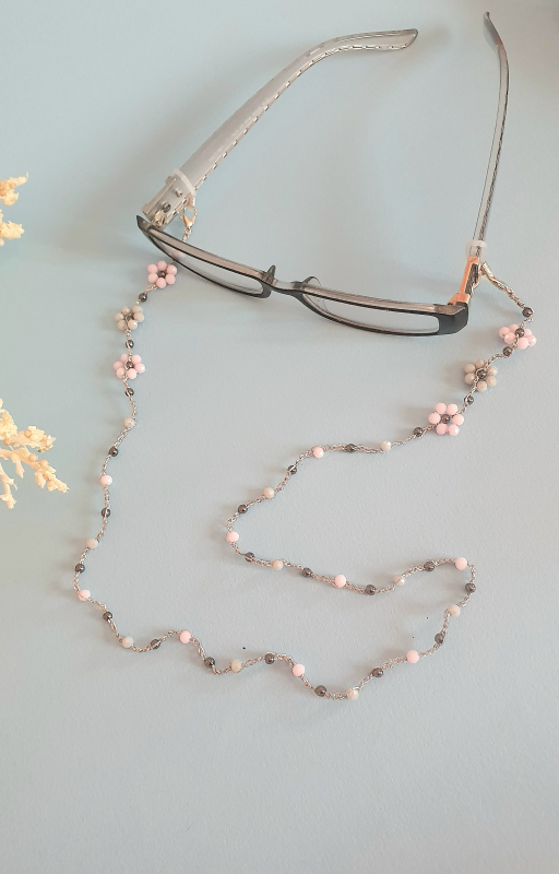 Catenina per occhiali "ROSA GRIGIO"
