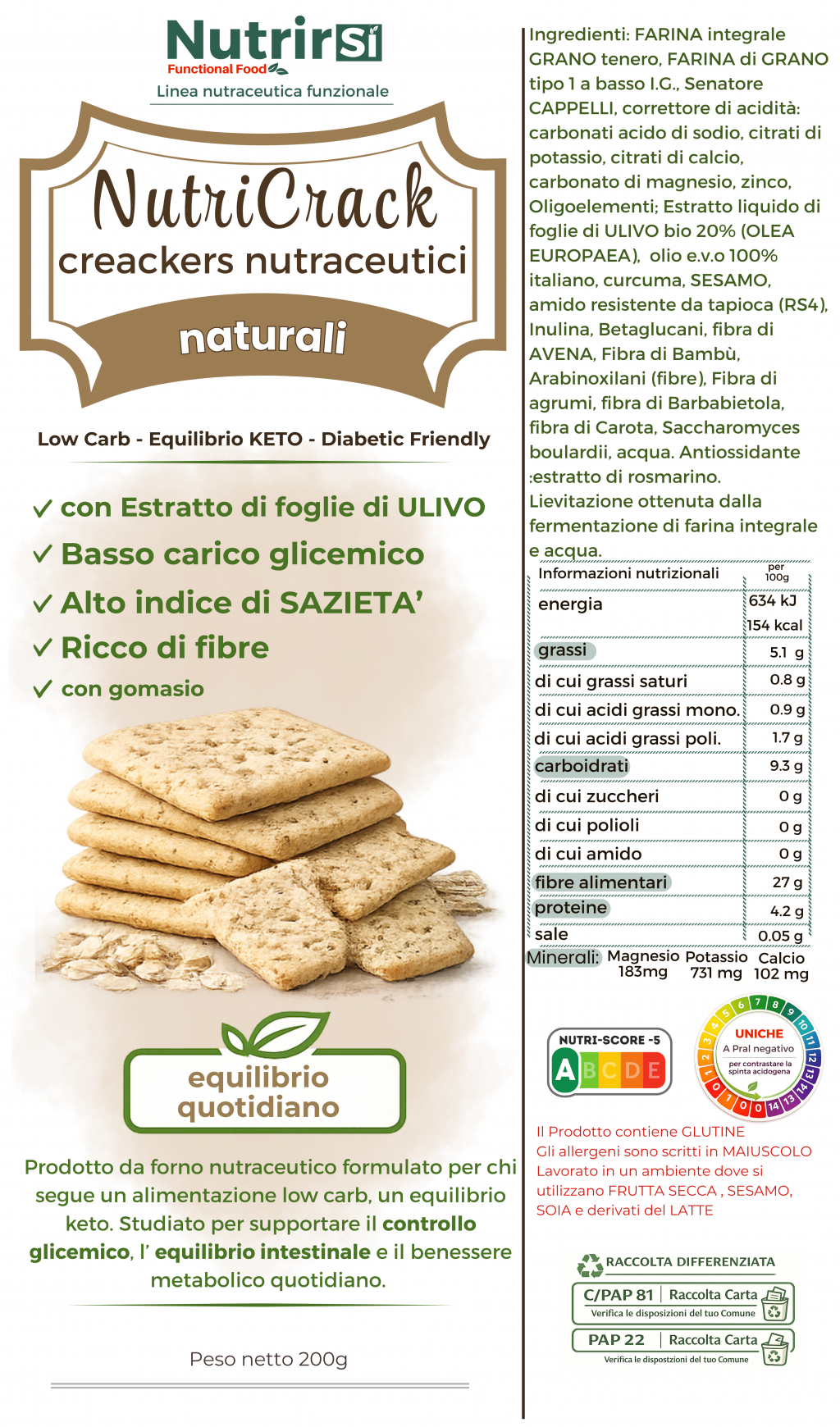 NutriCracker Naturali Nutraceutici, a Basso Carico Glicemico ad Alta Digeribilità