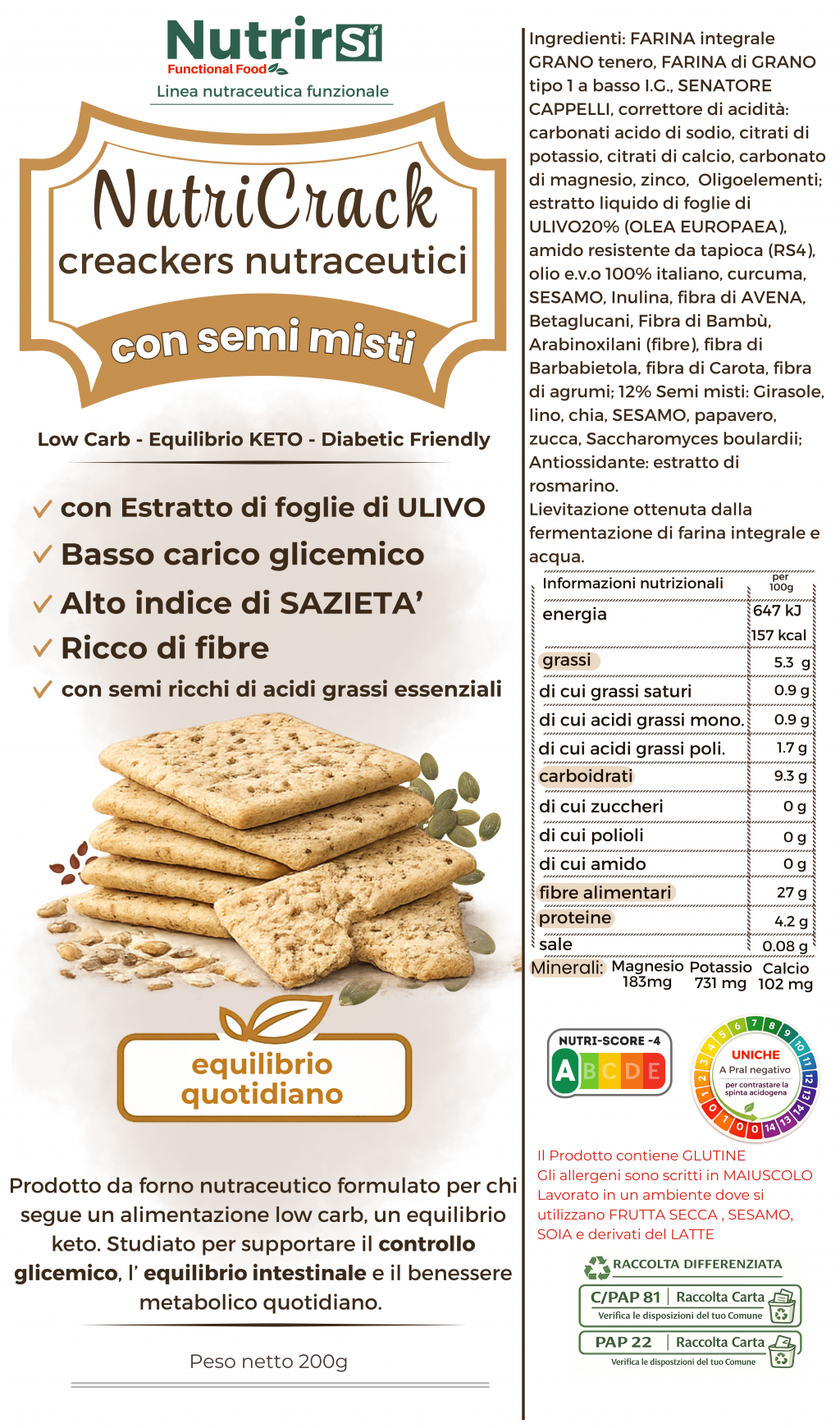NutriCracker con Semi Misti, a Basso Carico Glicemico ad Alta Digeribilità