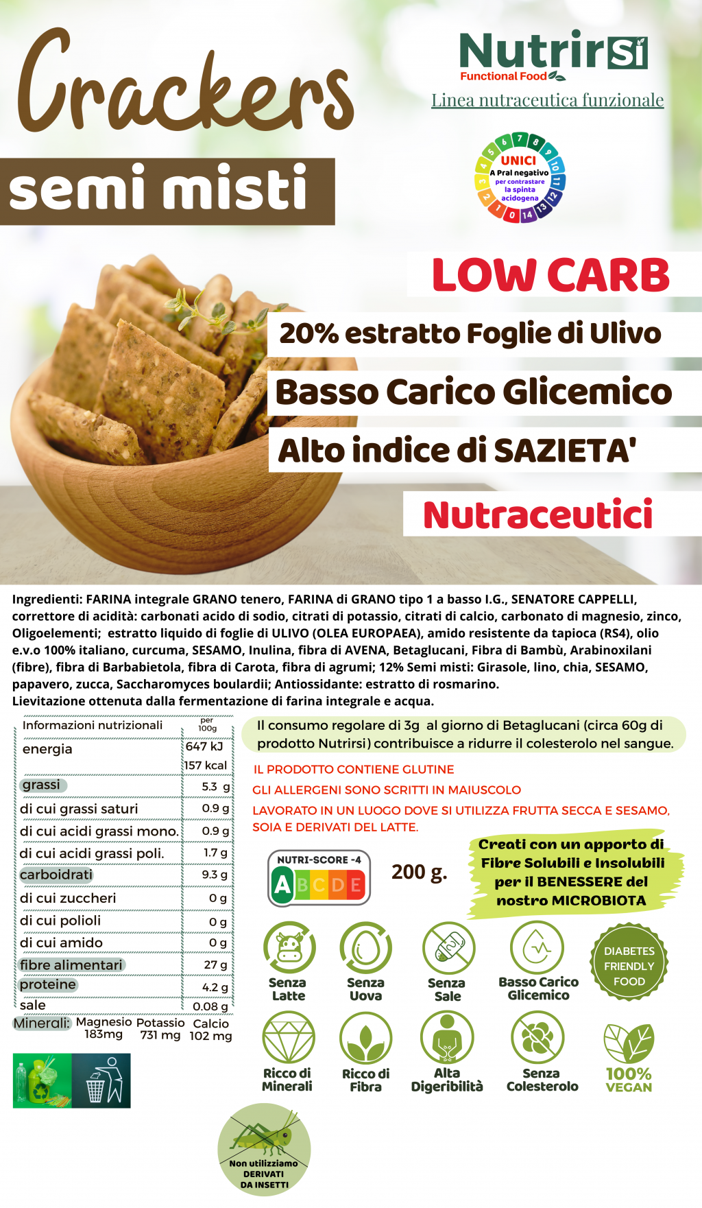 NutriCracker con Semi Misti, a Basso Carico Glicemico ad Alta Digeribilità
