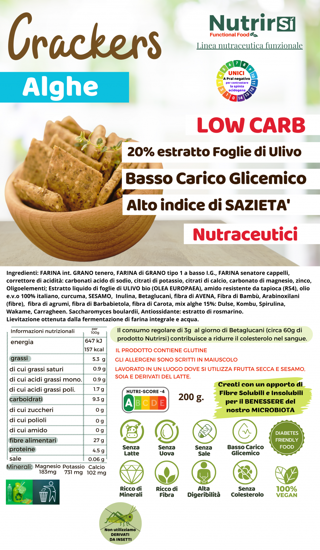 NutriCracker Nutraceutici alle Alghe, a Basso Carico Glicemico ad Alta Digeribilità