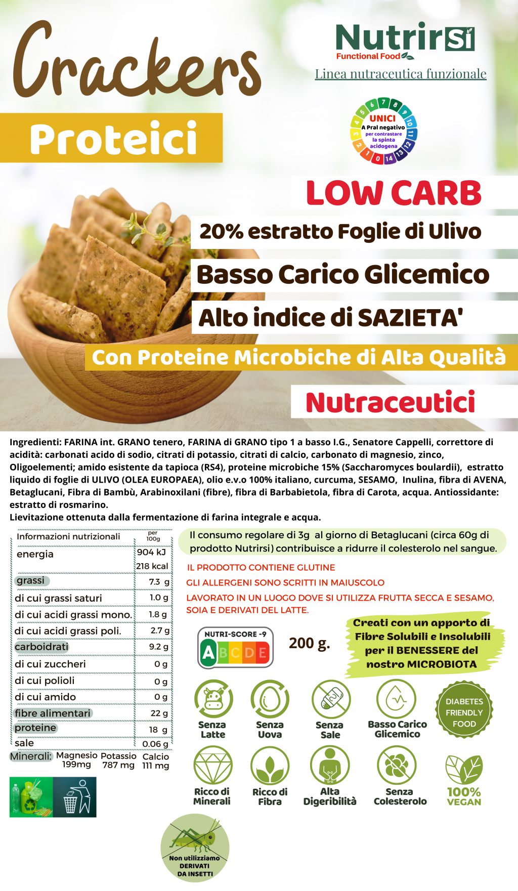 NutriCracker Proteici, a Basso Carico Glicemico ad Alta Digeribilità