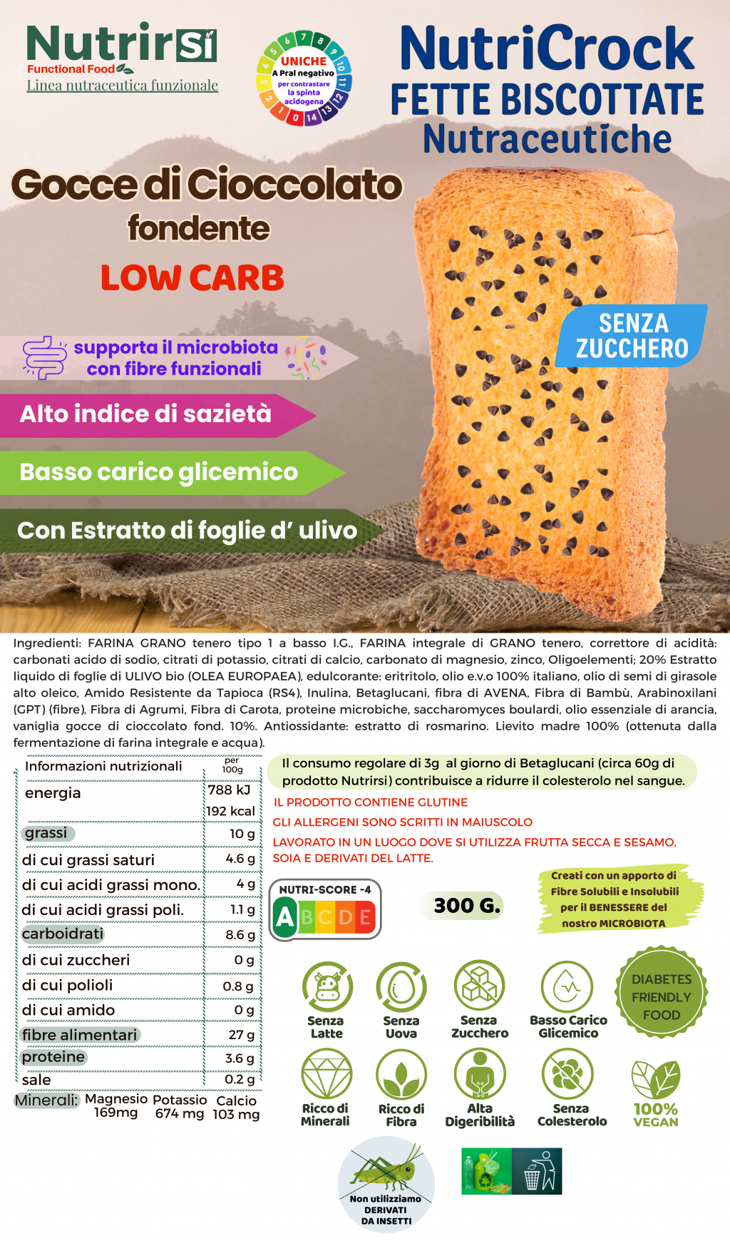 Fette Biscottate cioccolato Low Carb, alcalinizzante per contrastare la spinta acidogena