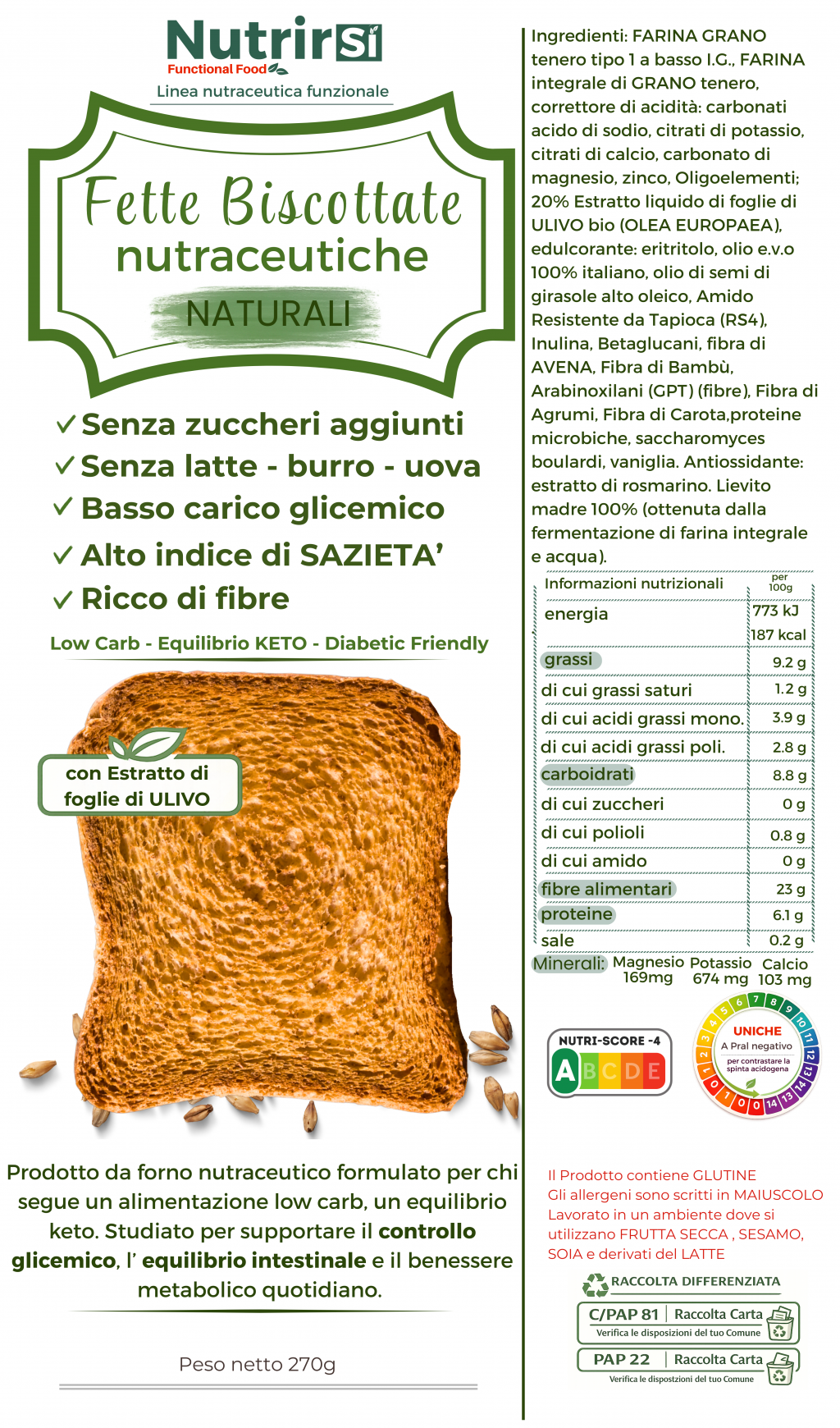Fette Biscottate Naturali a basso carico glicemico