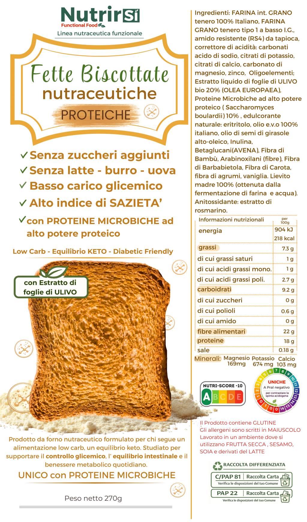 Fette Biscottate Proteiche Low Carb a basso carico glicemico