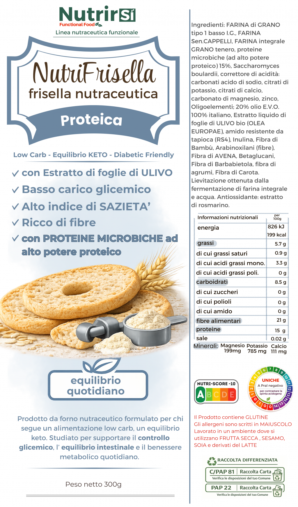 Friselle Integrali Proteiche Nutraceutiche, a Basso Carico Glicemico ad alta digeribilità