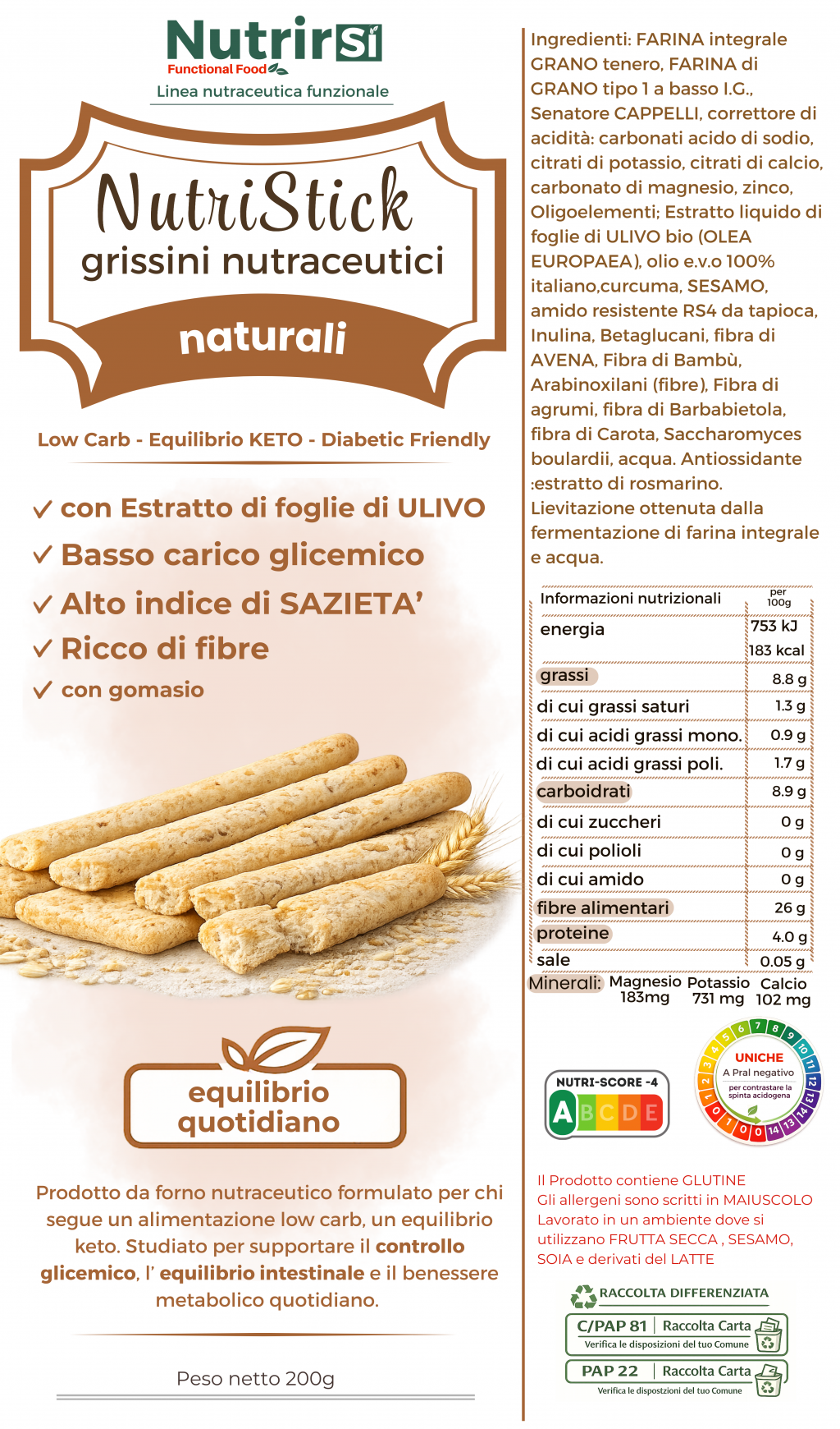 NUTRIGRISSI Nutraceutici a Basso Carico Glicemico ad alta digeribilità
